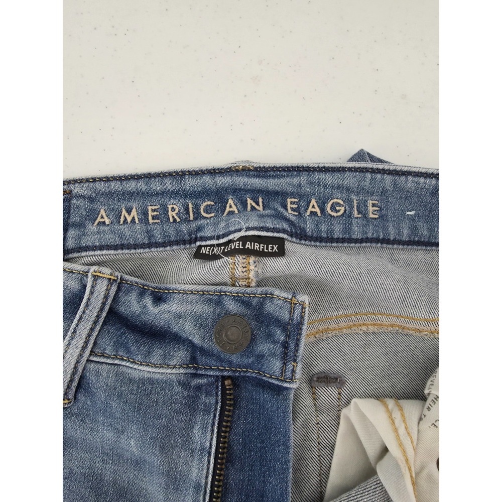 American Eagle Jeans Mens 30x32 Blue Slim Skinny Leg Medium Wash Distressed - Picture 13 of 16